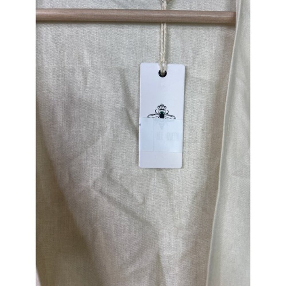 NWT Just Bee Queen Lightweight Linen Deep V-Neck Chiara Top Cream Size: Small - Picture 5 of 10